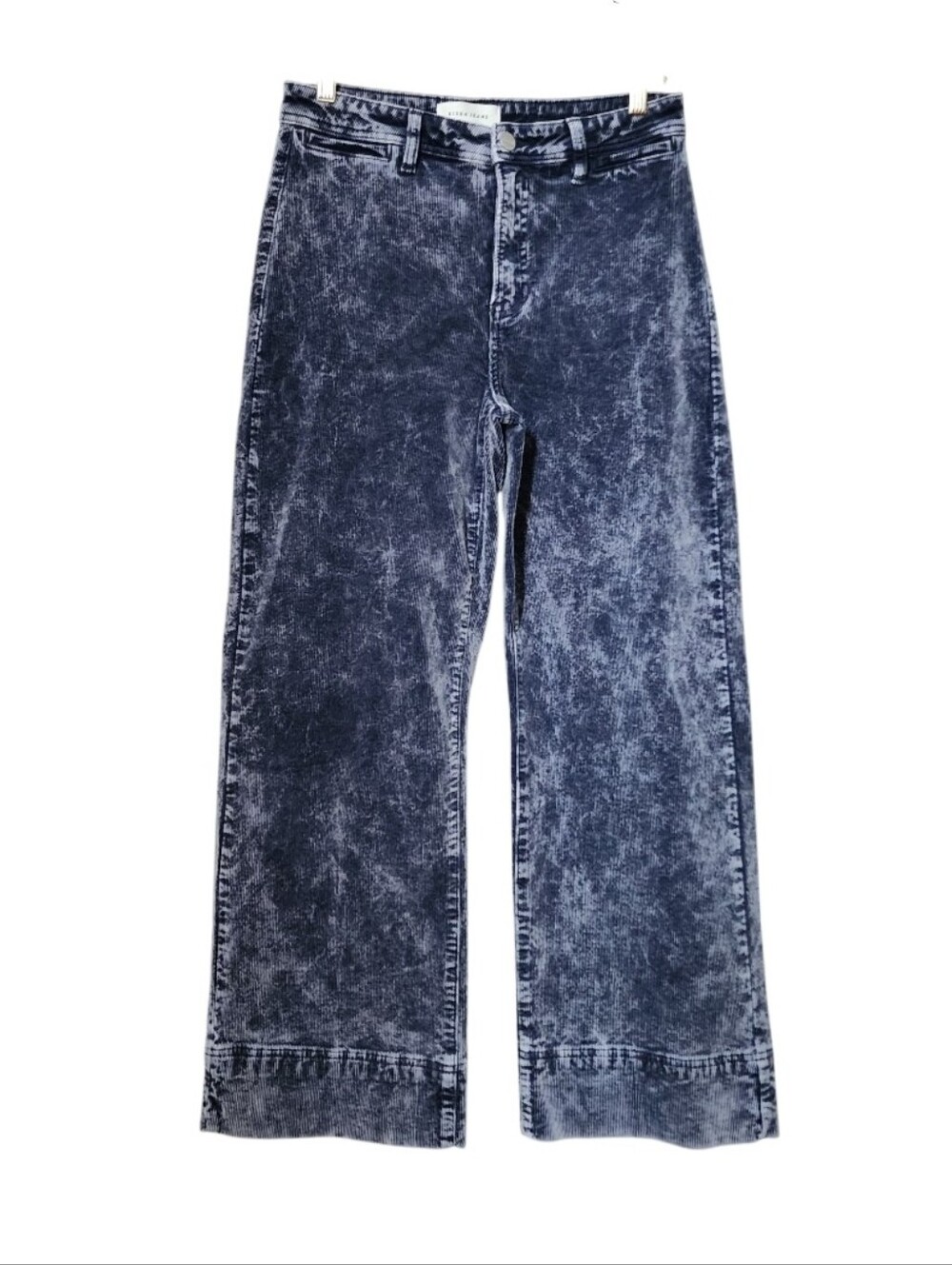 Tummy Control Wide-Leg Mineral Wash Blue Stretch Cords